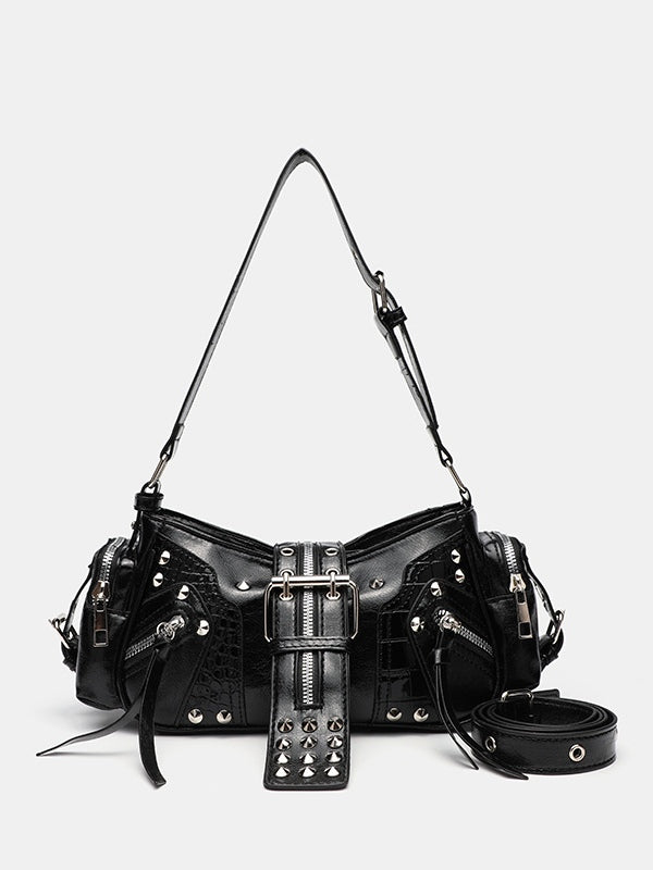 Bolsa Crossbody Estilo Motociclista con Estoperoles
