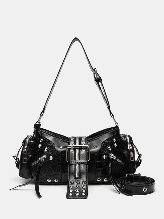 Bolsa Crossbody Estilo Motociclista con Estoperoles