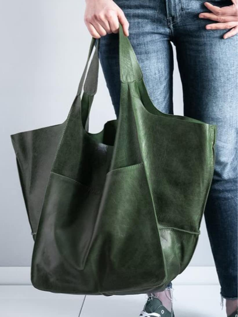Bolsa de Hombro Grande de Piel Sintética Suave