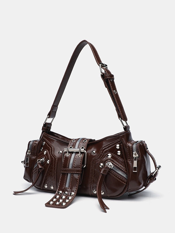 Bolsa Crossbody Estilo Motociclista con Estoperoles