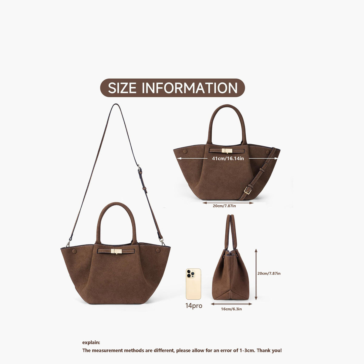 Bolsa Tote Vintage de Gamuza Sintética