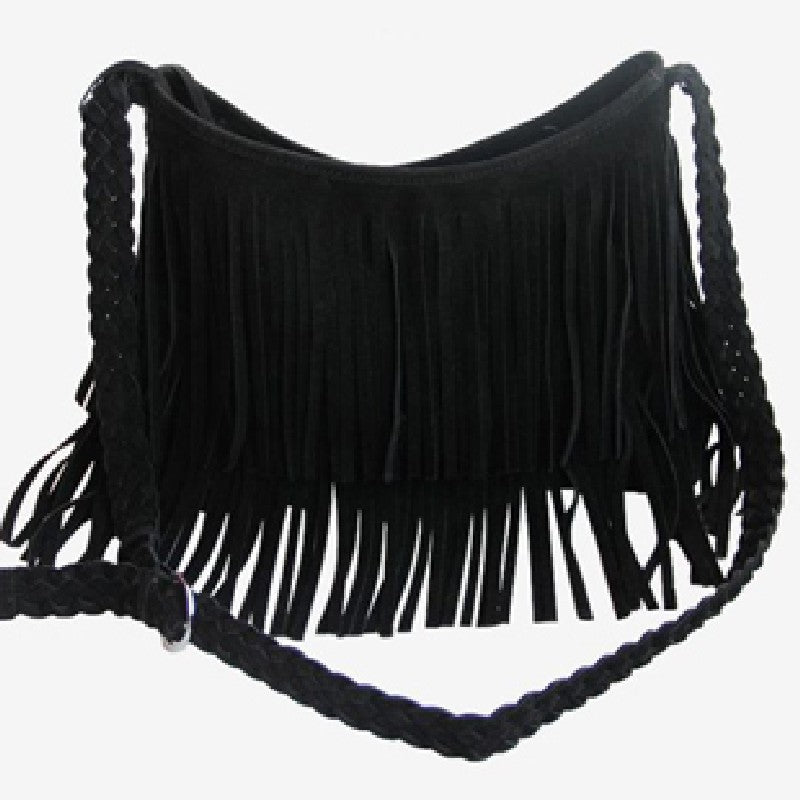Bolsa Crossbody Afelpada con Flecos para Mujer
