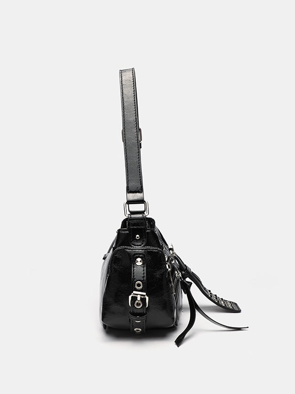 Bolsa Crossbody Estilo Motociclista con Estoperoles