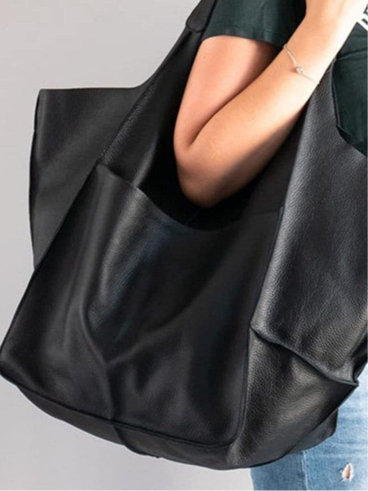 Bolsa de Hombro Grande de Piel Sintética Suave
