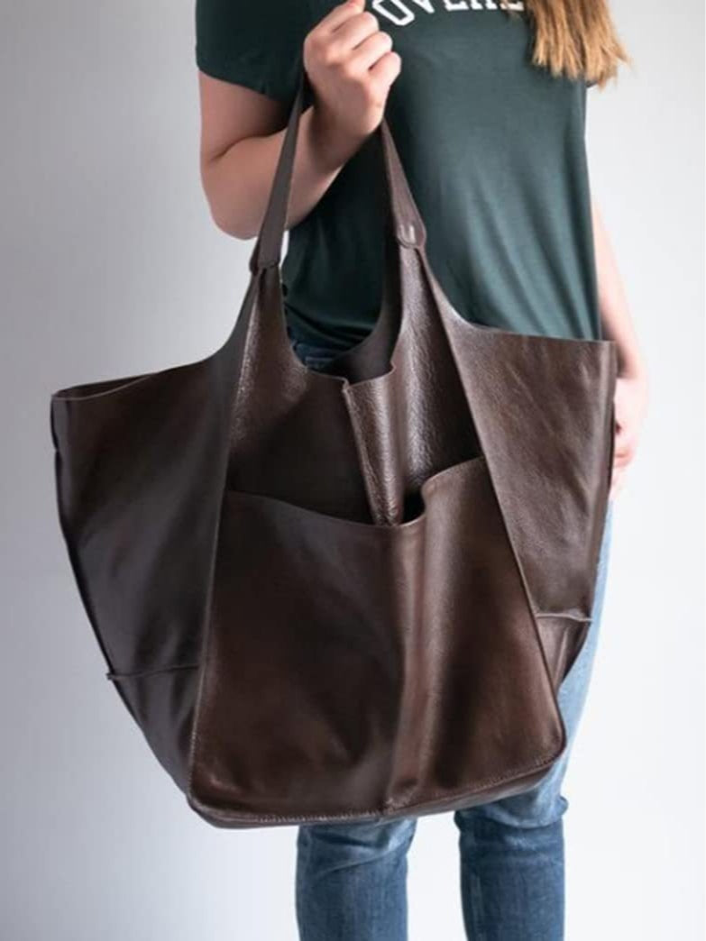 Bolsa de Hombro Grande de Piel Sintética Suave