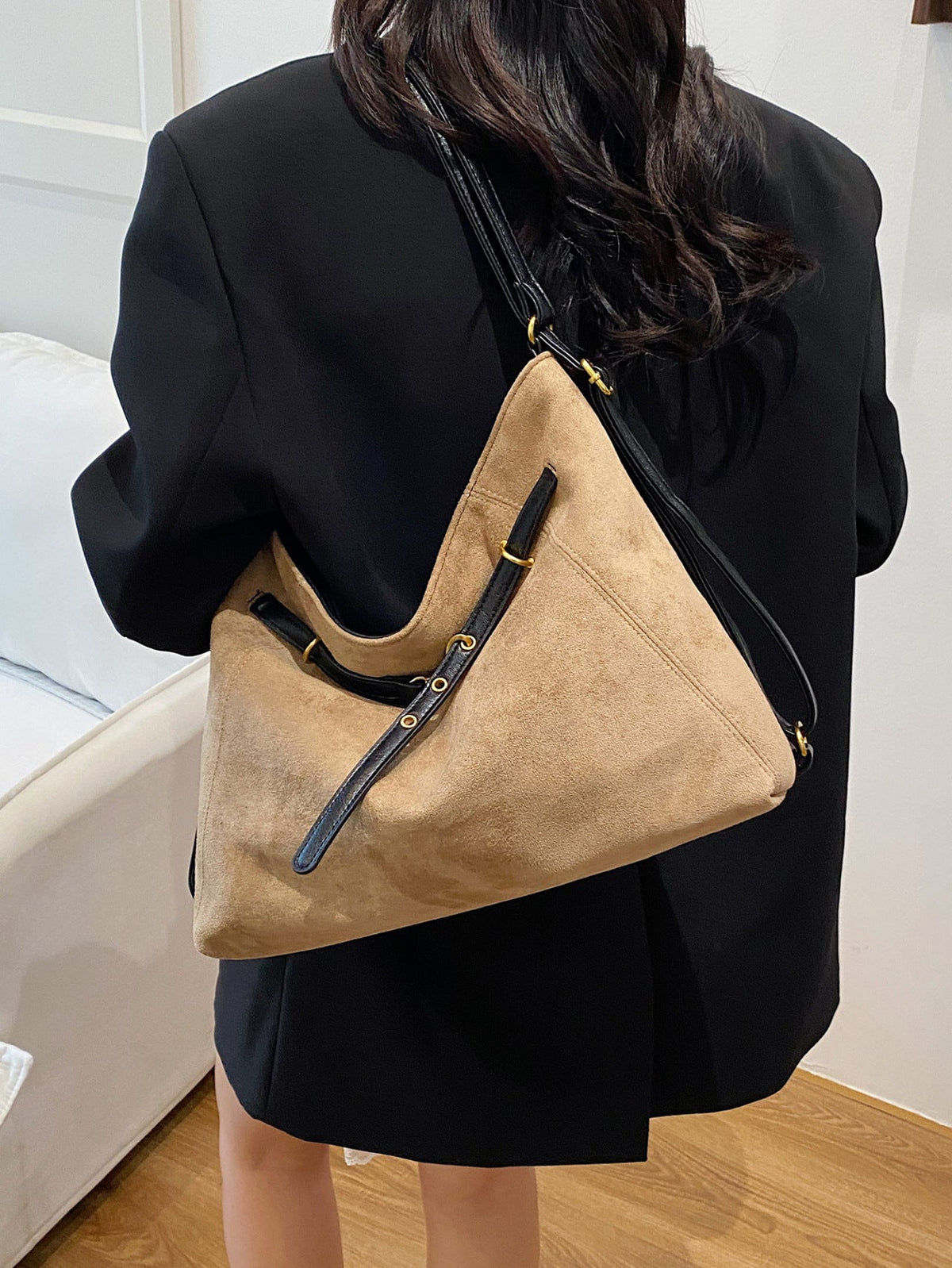 Bolsa Vintage de Gamuza Multiusos de Hombro y Crossbody