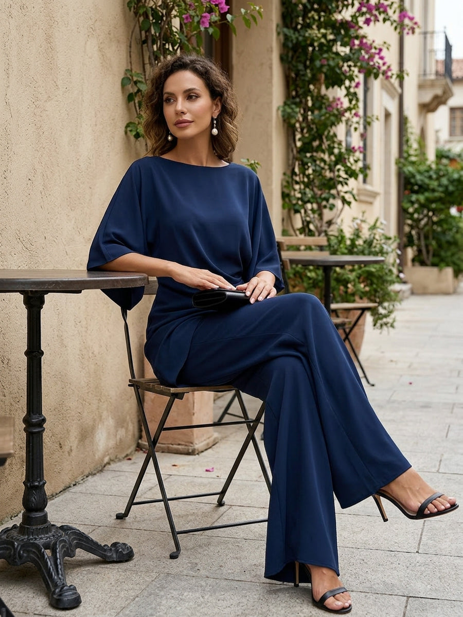 Gabriella | Conjunto de Blusa Drapeada y Pantalón Amplio
