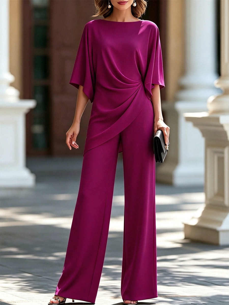 Gabriella | Conjunto de Blusa Drapeada y Pantalón Amplio