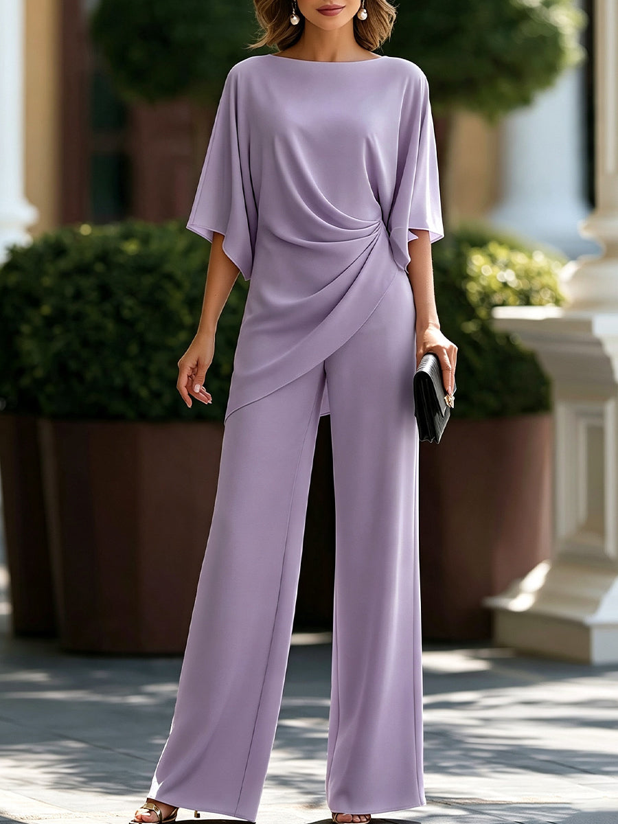 Gabriella | Conjunto de Blusa Drapeada y Pantalón Amplio