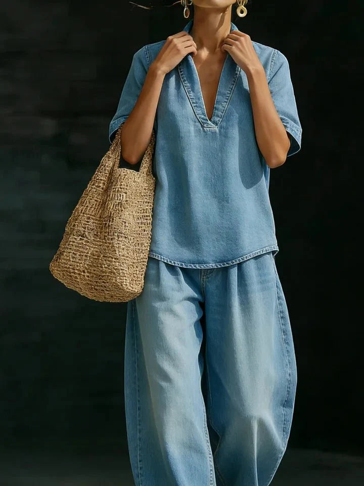 Selora | Conjunto de Mezclilla de Top Relajado y Jeans