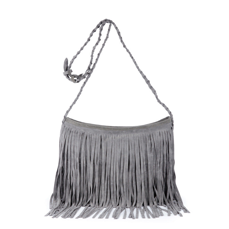 Bolsa Crossbody Afelpada con Flecos para Mujer