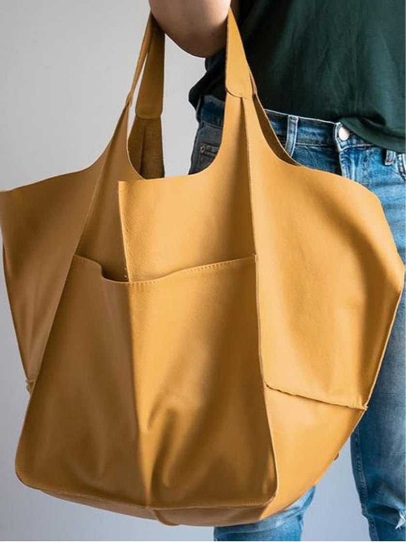 Bolsa de Hombro Grande de Piel Sintética Suave