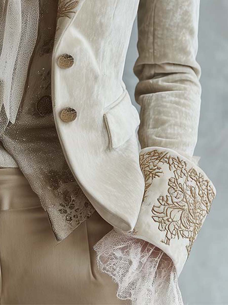 Daniela | Blazer Marfil Bordado Estilo Sastre