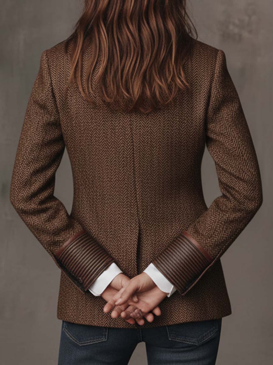 Giselda | Blazer de Paneles Estampado Chevron