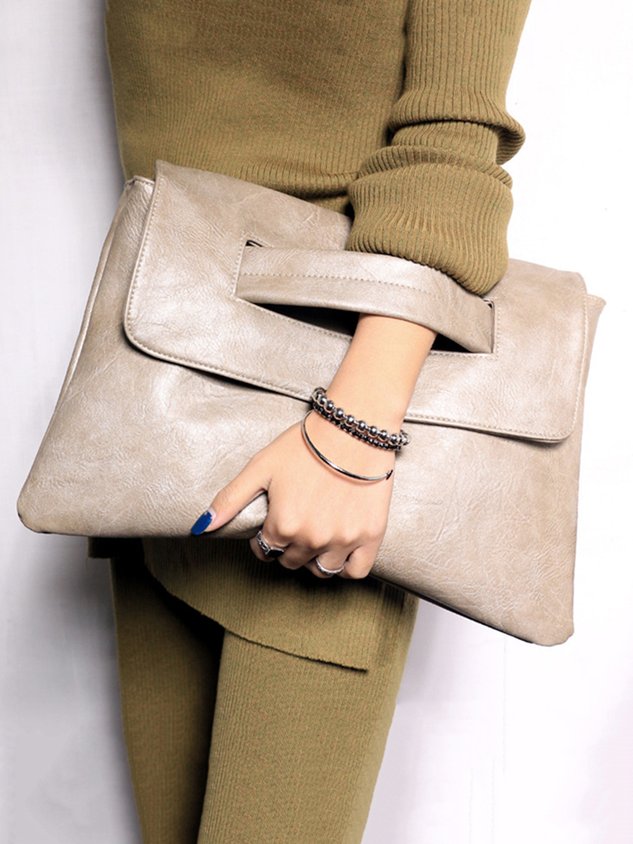 Bolsa Clutch de Gran Capacidad con Broche Magnético y Correa Crossbody