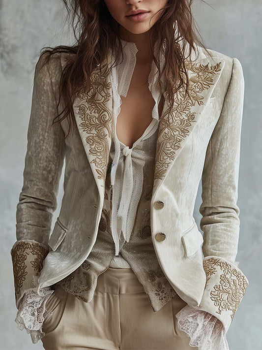 Daniela | Blazer Marfil Bordado Estilo Sastre