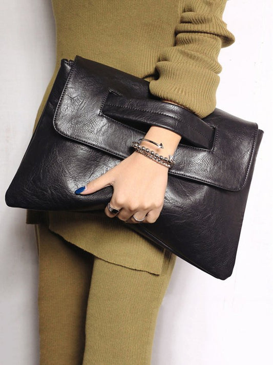 Bolsa Clutch de Gran Capacidad con Broche Magnético y Correa Crossbody