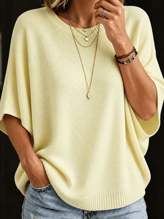 Blusa tejida manga murciélago color amarillo