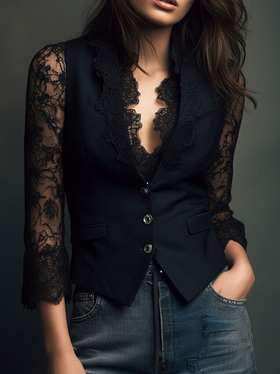 Araceli | Chamarra con Mangas Semitransparentes