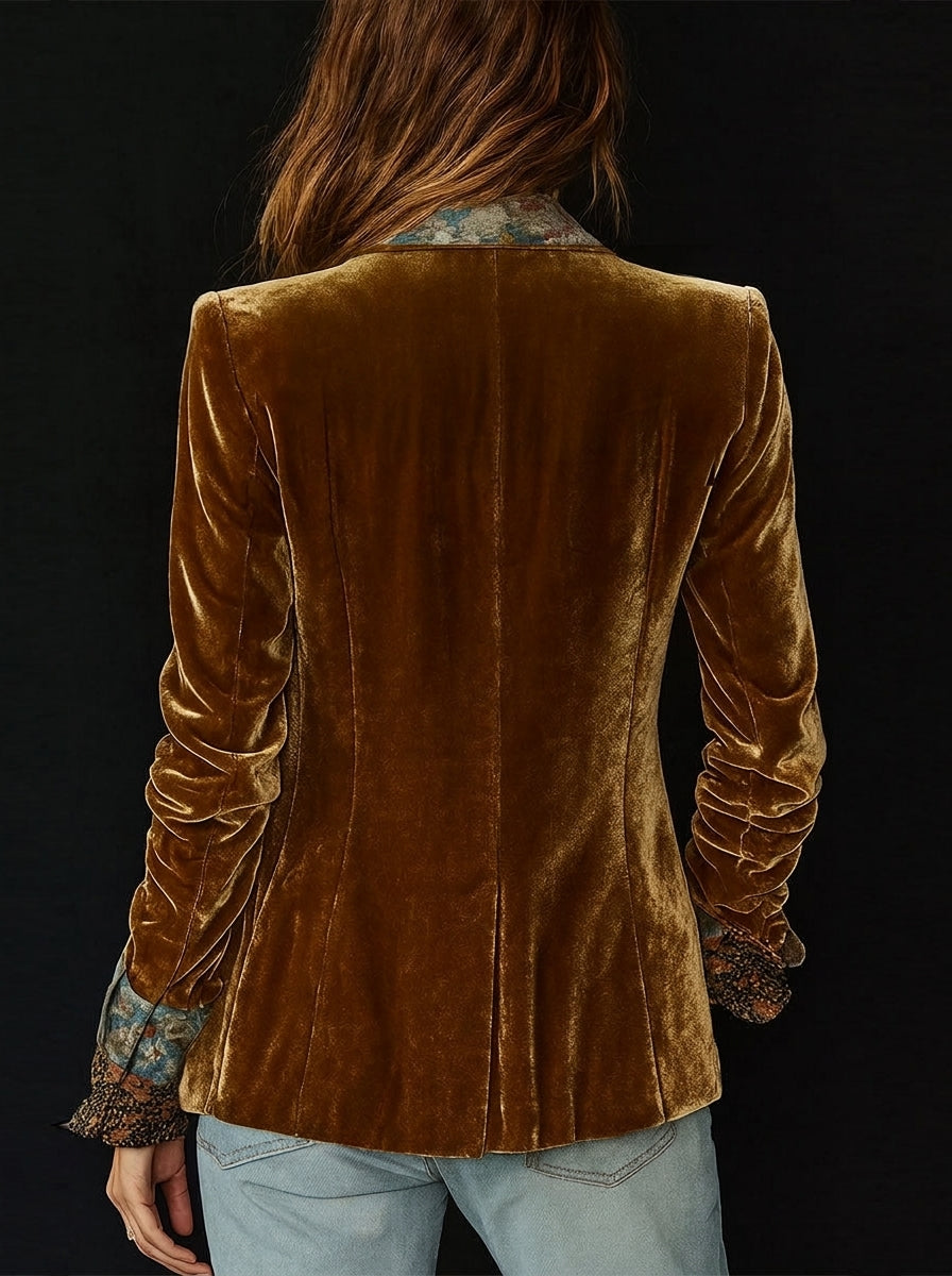 Marcela - Blazer Patchwork con Estampado Floral Vintage
