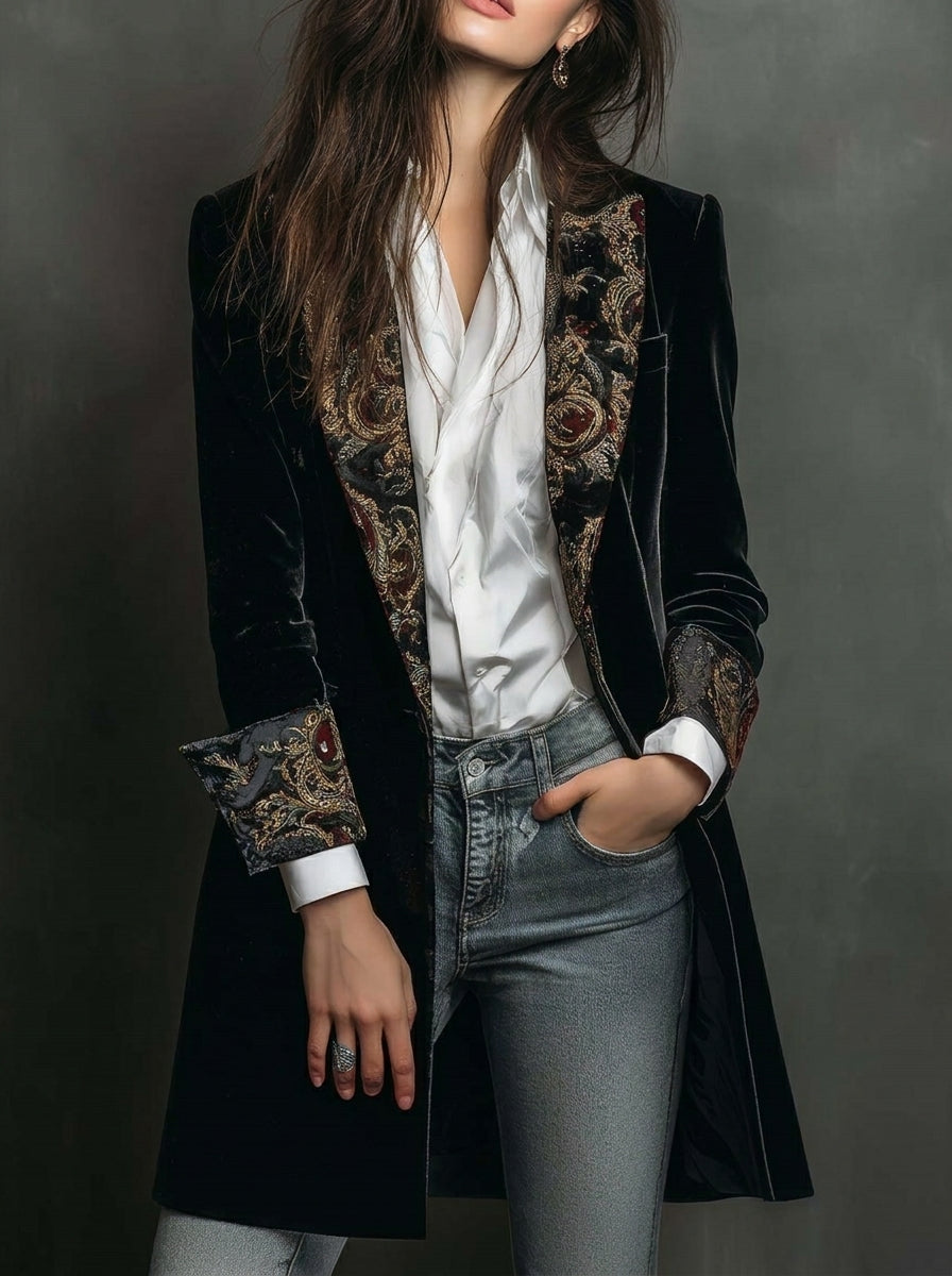 Marta - Blazer Entallado con Estampado Barroco
