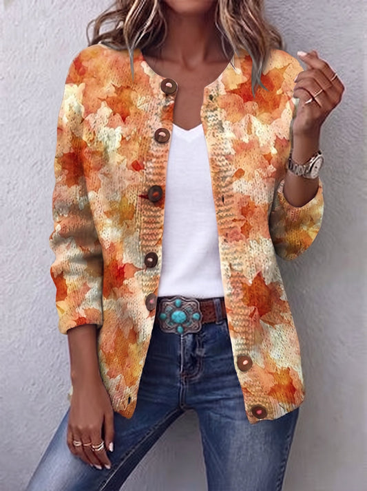 Brianna | Cardigan Vintage de Hojas de Otoño