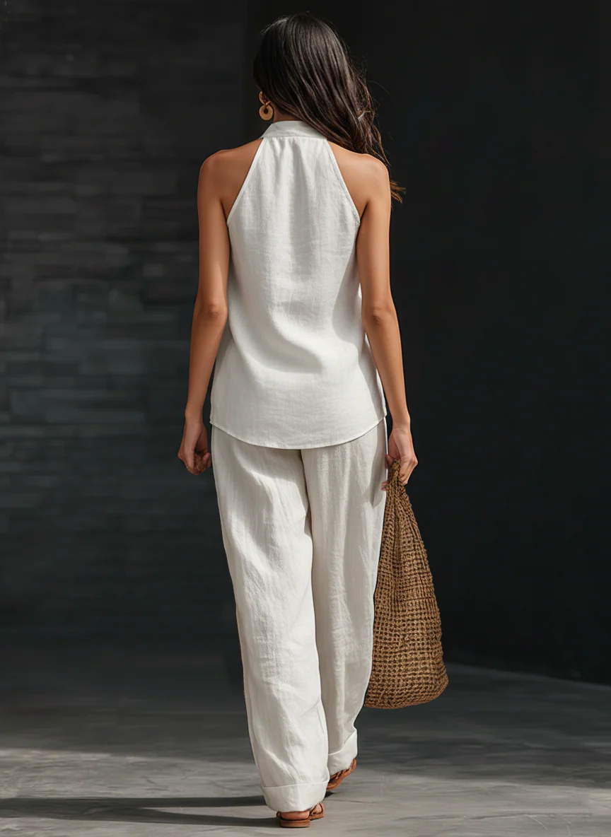 Carlotta | Conjunto Elegante sin Mangas con Pantalón Amplio