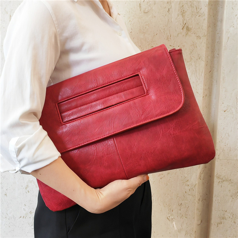 Bolsa Clutch de Gran Capacidad con Broche Magnético y Correa Crossbody