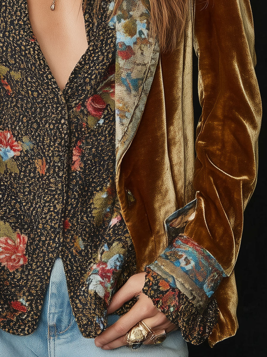 Marisol | Blazer Patchwork con Estampado Floral Vintage