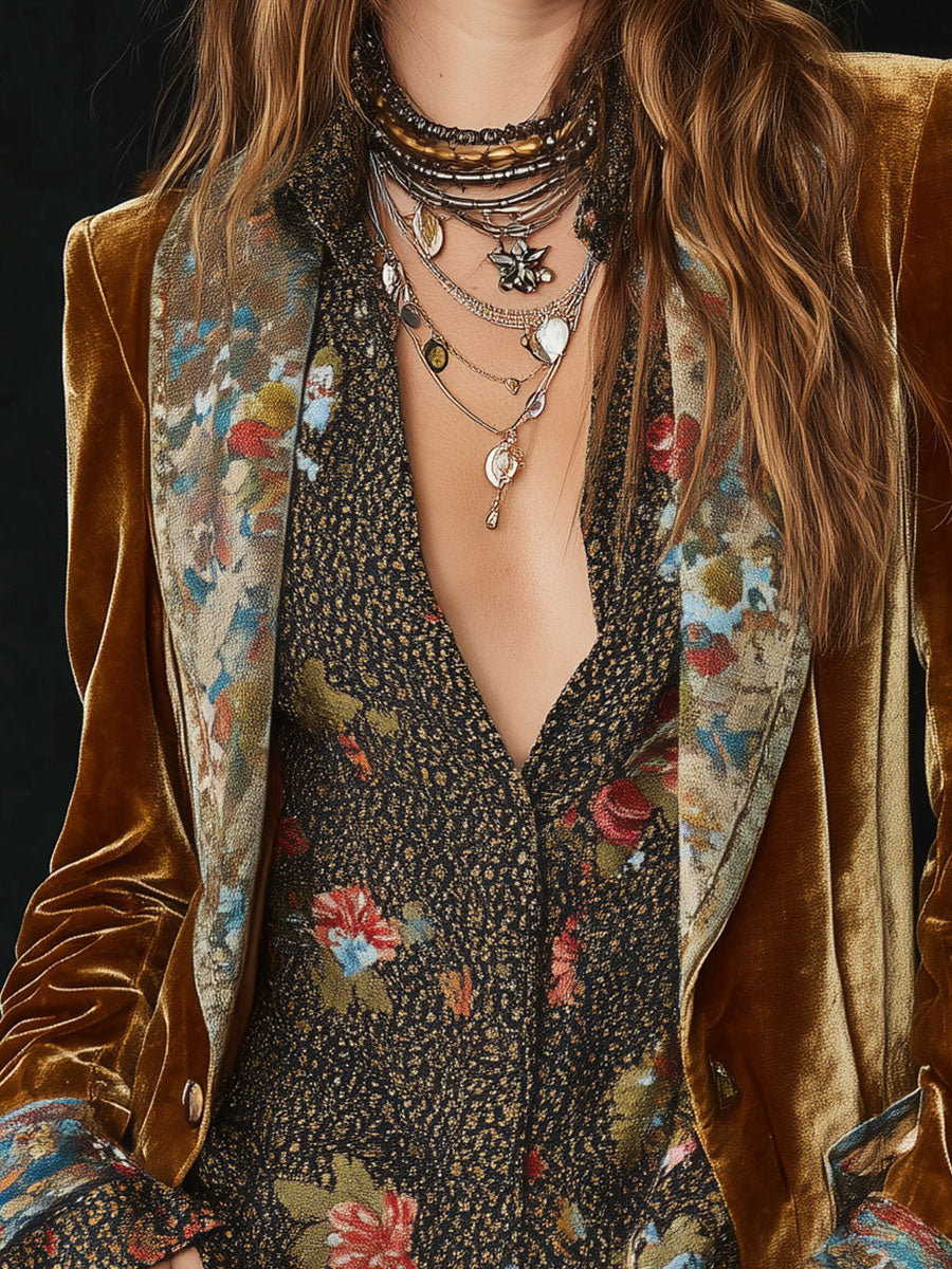 Marisol | Blazer Patchwork con Estampado Floral Vintage