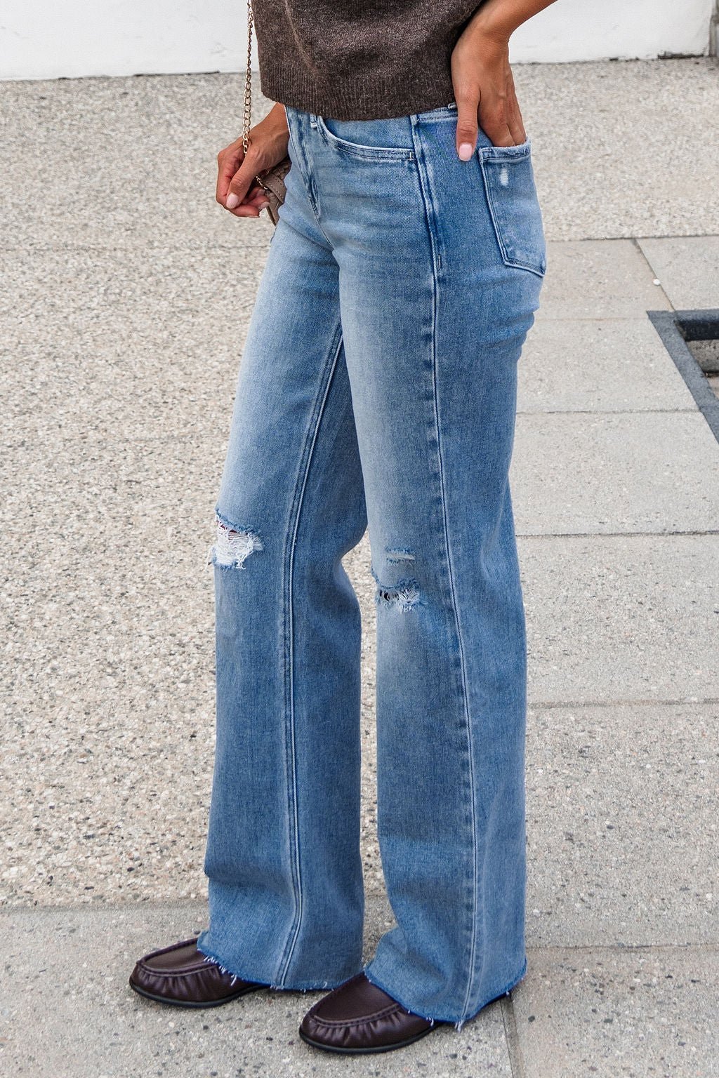 Flying Monkey Jeans de Pierna Amplia con Desgastes - Deslavados