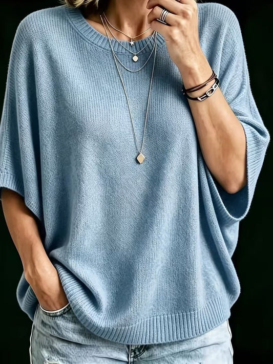 Blusa tejida manga murciélago color azul cielo