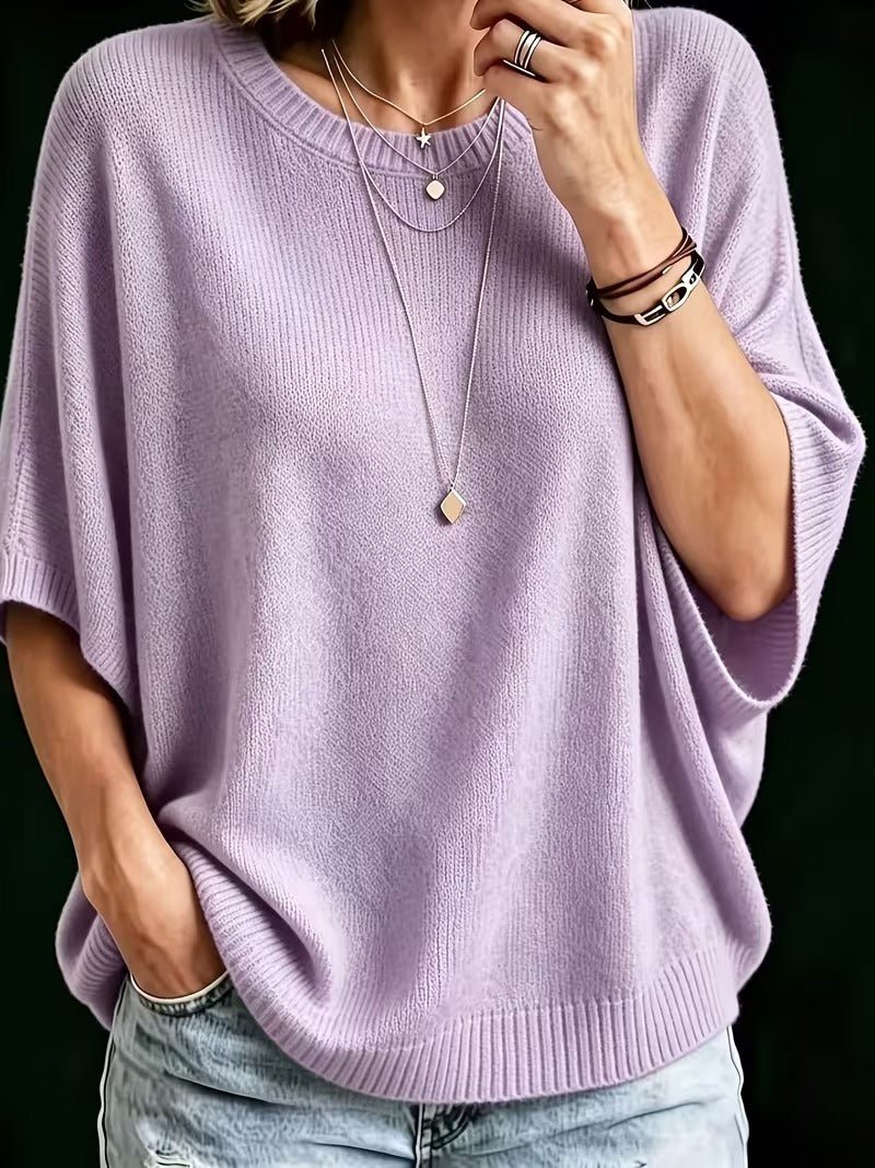 Blusa tejida manga murciélago color lila
