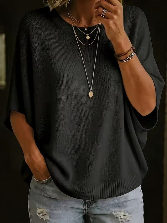 Blusa tejida manga murciélago color negro