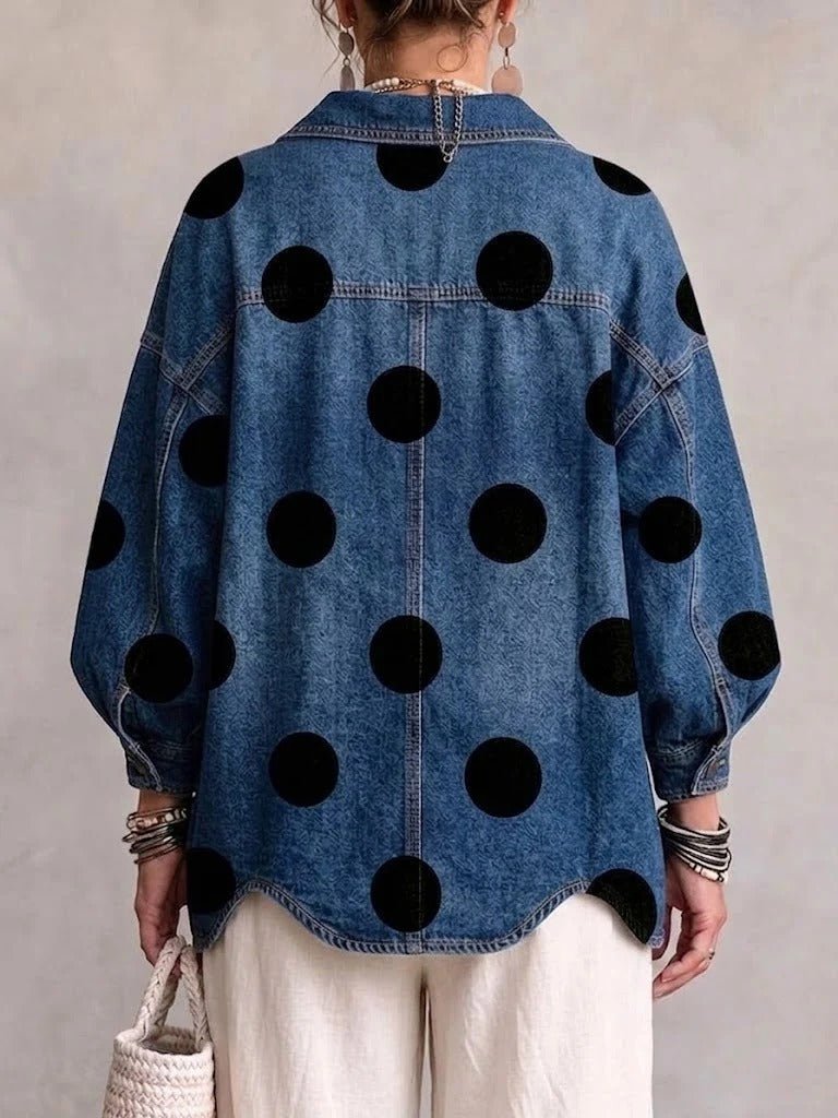 Ariana | Chamarra de Mezclilla Oversize con Cuello y Botones Metálicos Grandes
