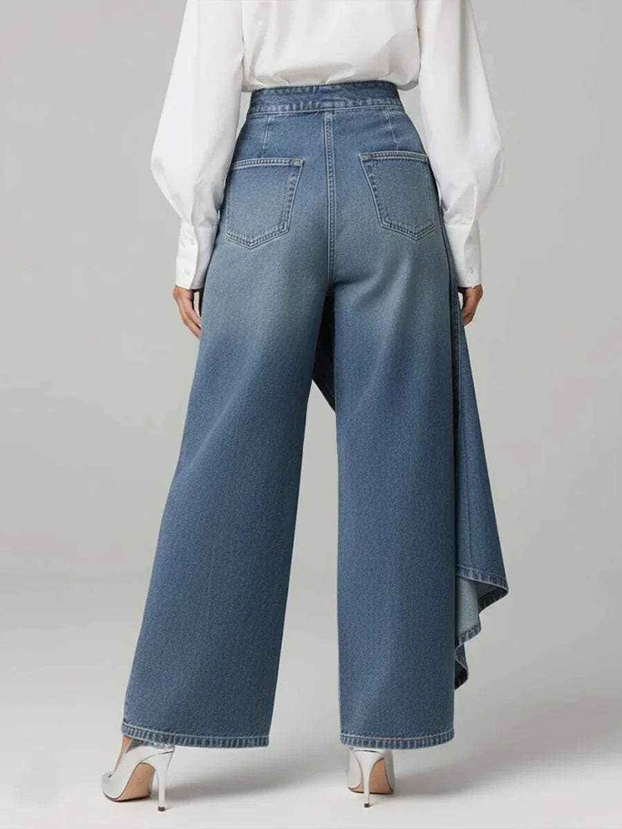 Eliza | Pantalón de Mezclilla Cruzado Tipo Falda con Botones