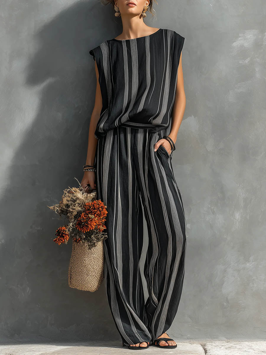 Alessia | Conjunto Elegante de Dos Piezas a Rayas